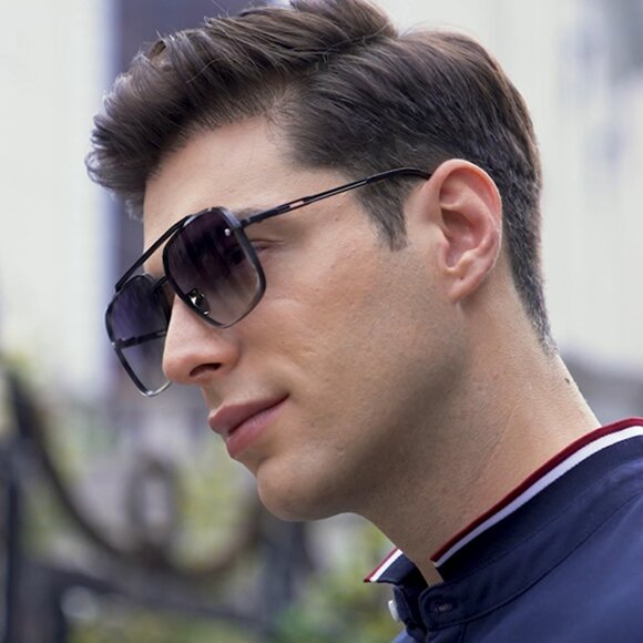 Oversized Square Aviator Sunglasses Vintage Metal Y2K Retro Chic main image 4